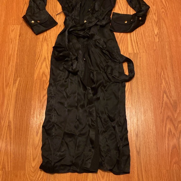 J. Crew Black Satin Dress w/ Belt & Gold Buttons in NWOT! - Picture 3 of 8